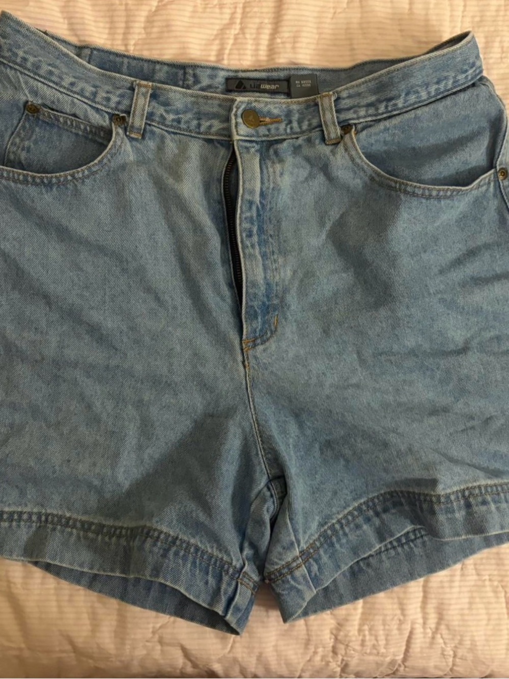 Light Wash Denim High-Waist Shorts